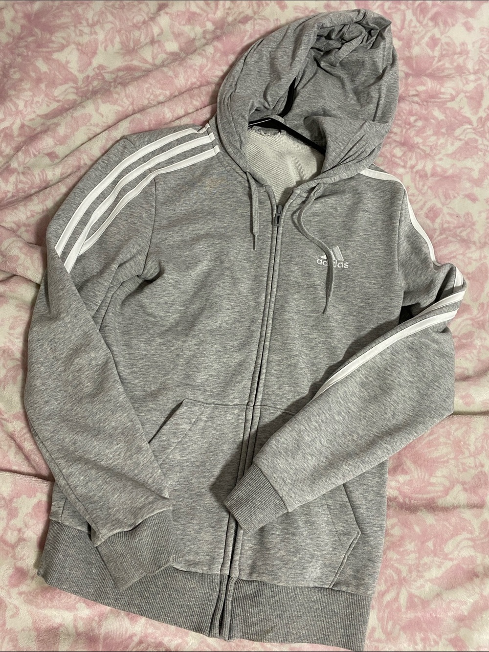 Grey & White Adidas Zip Up